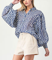 Bubble sleeve Navy Top