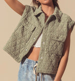 Light Olive Stitched Vest