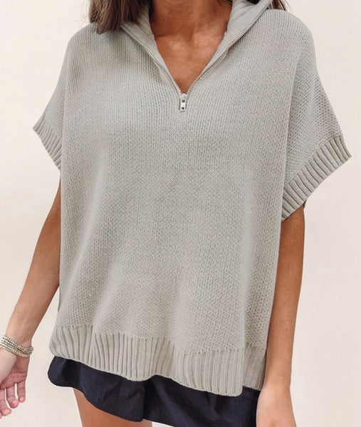 Light Gray Quarter Zip Sweater