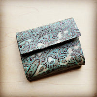 Arizona Tri-Fold Wallet-Turquoise Brown Paisley