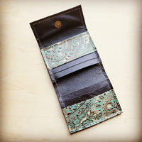 Arizona Tri-Fold Wallet-Turquoise Brown Paisley