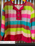 Multicolored striped Button Top